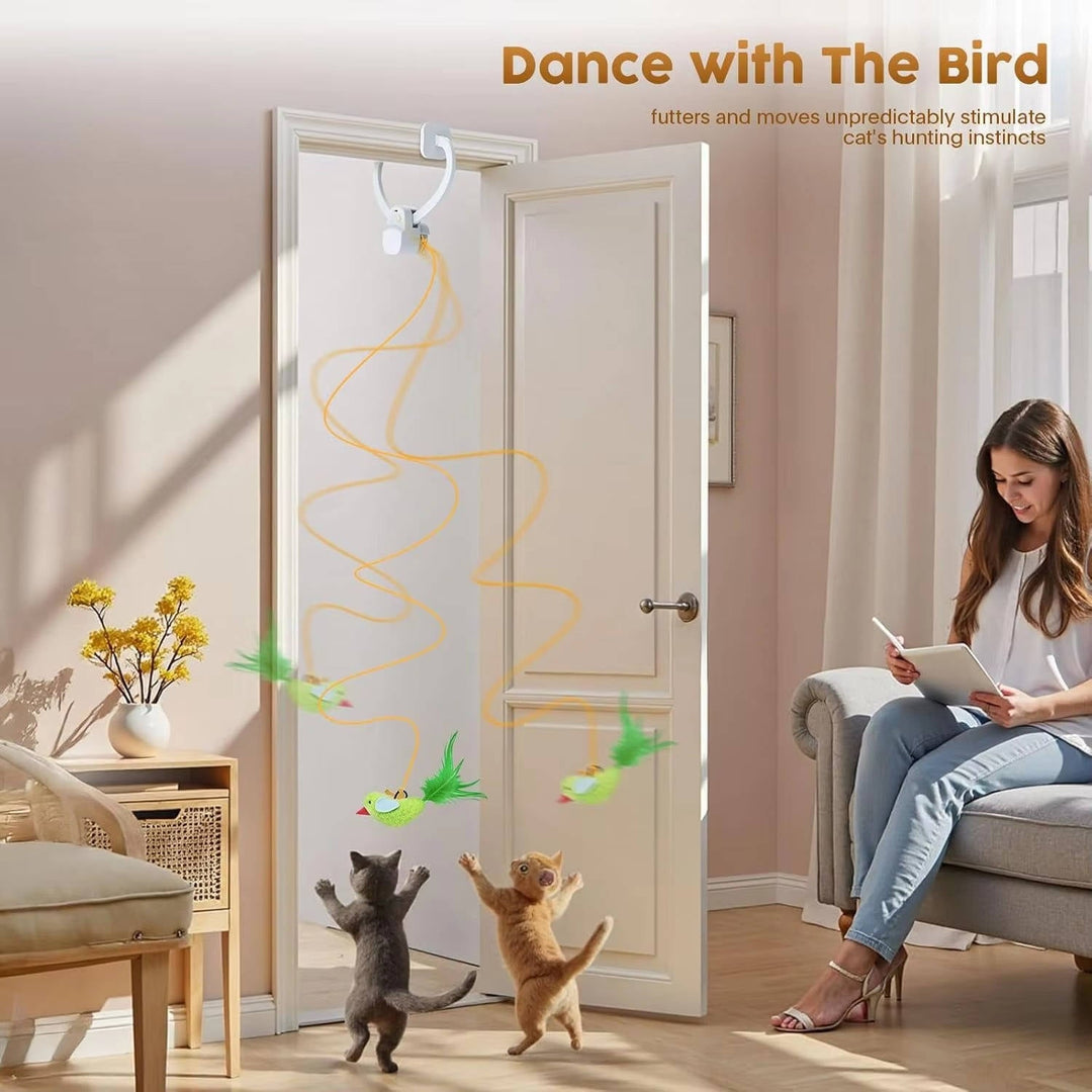 Interactive Cat Toy Electric Flying Bird Feather Wand