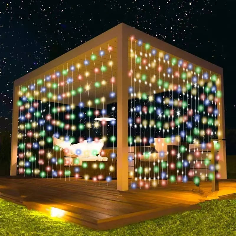 Outdoor Solar LED Curtain Lights Waterproof Fairy String