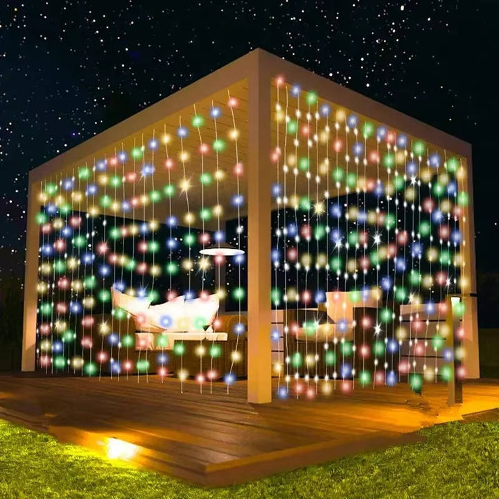 Outdoor Solar LED Curtain Lights Waterproof Fairy String