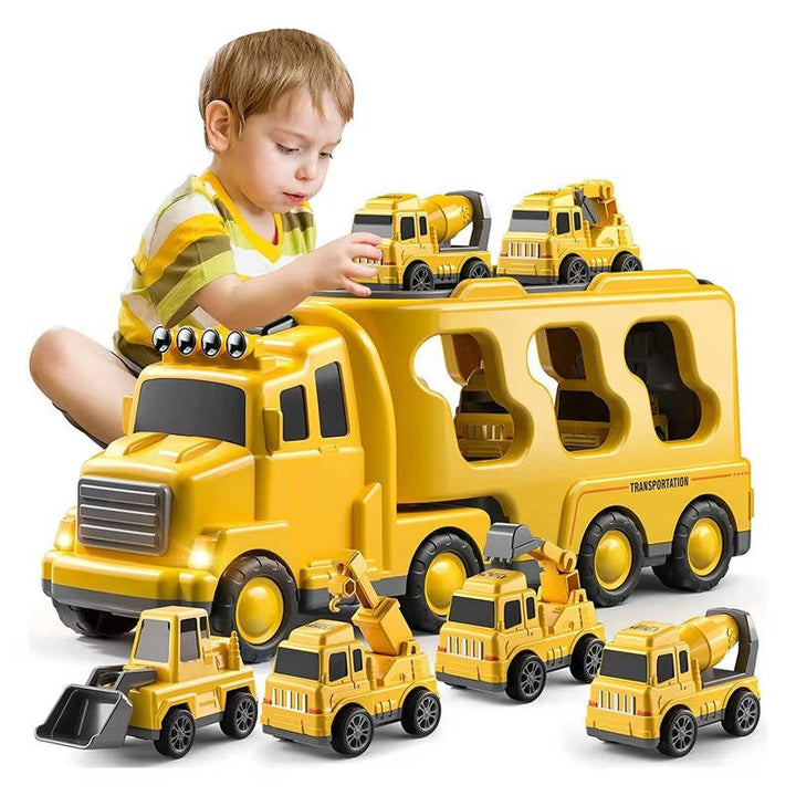 Toddler Construction Carrier Truck Toy Set Friction Powered Vehicles - Lenila