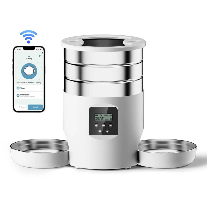 Automatic Cat Feeder with WiFi and Stainless Steel Bowls