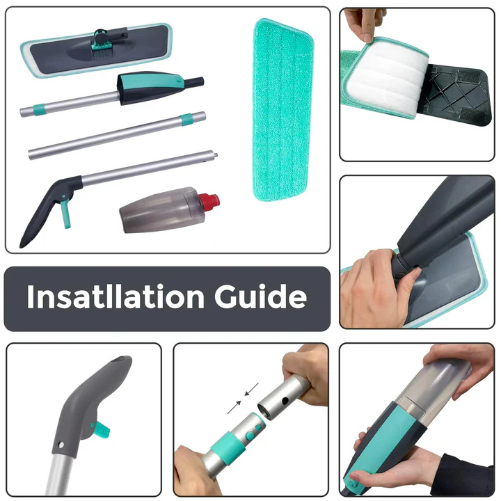 Microfiber Spray Mop with Adjustable Handle for Hard Floors