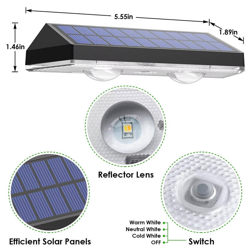 Outdoor Solar LED Fence Lights Waterproof Energy-Saving Design