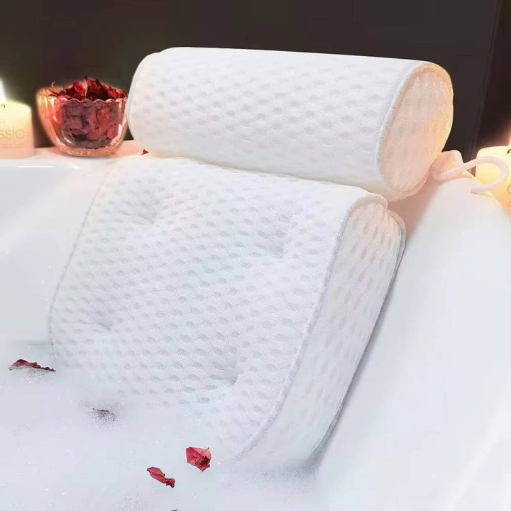 Bath Pillow with Suction Cups Neck and Back Support