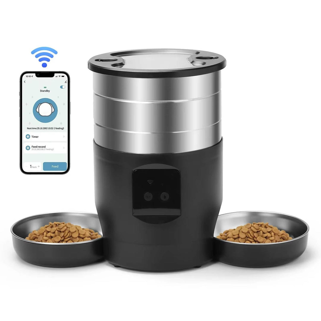 Automatic Cat Feeder with WiFi and Stainless Steel Bowls