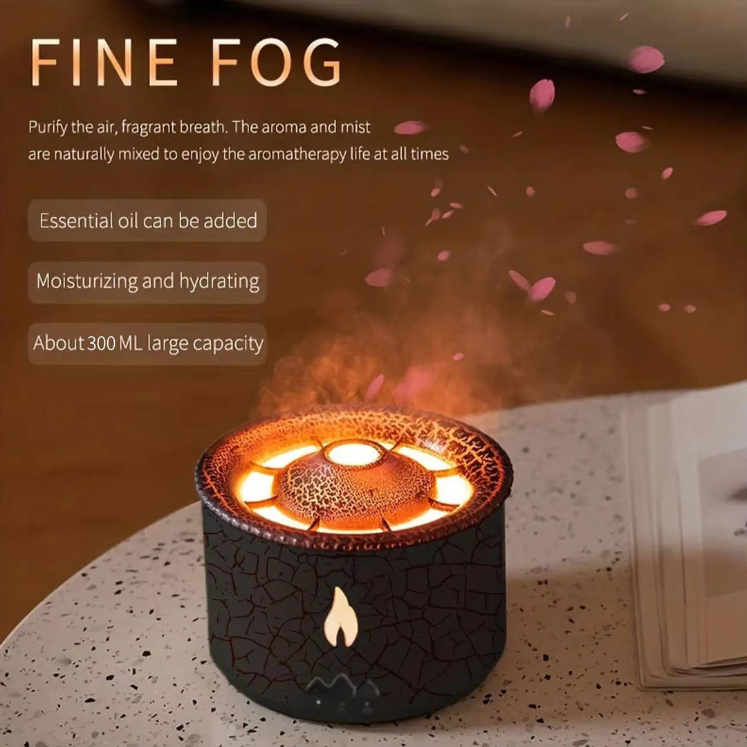 Portable Aromatherapy Oil Diffuser with Night Simulated Volcano Design