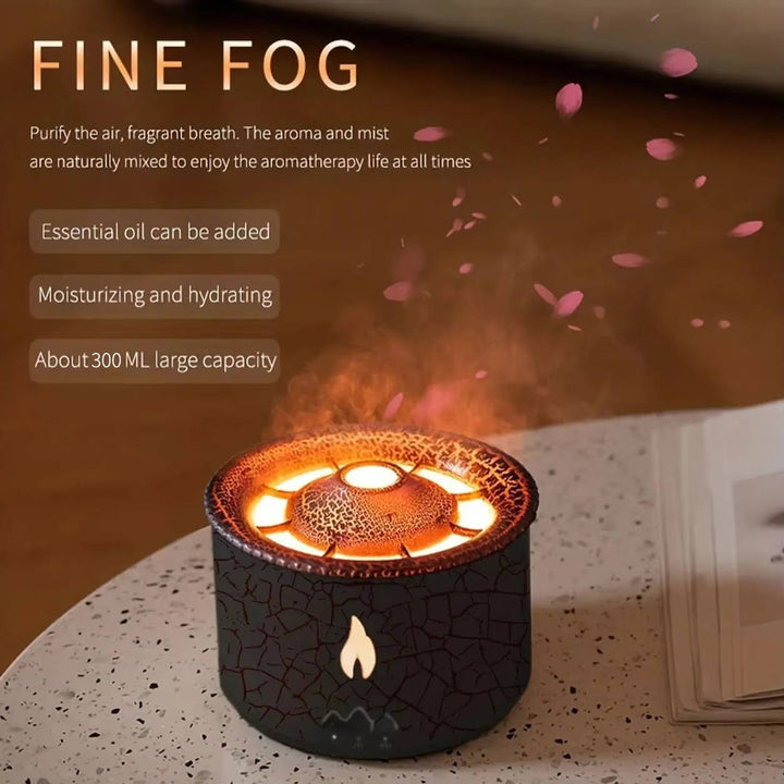 Portable Aromatherapy Oil Diffuser with Night Simulated Volcano Design