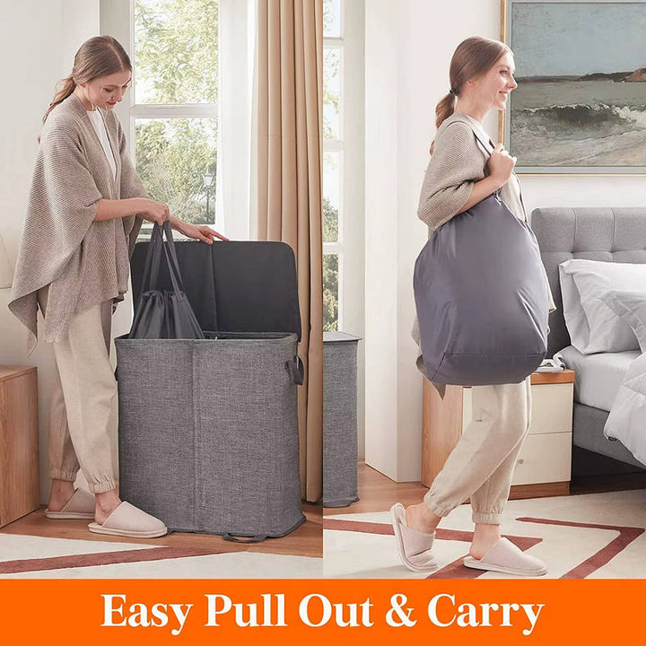 Large Laundry Hamper Basket Foldable with Removable Bags and