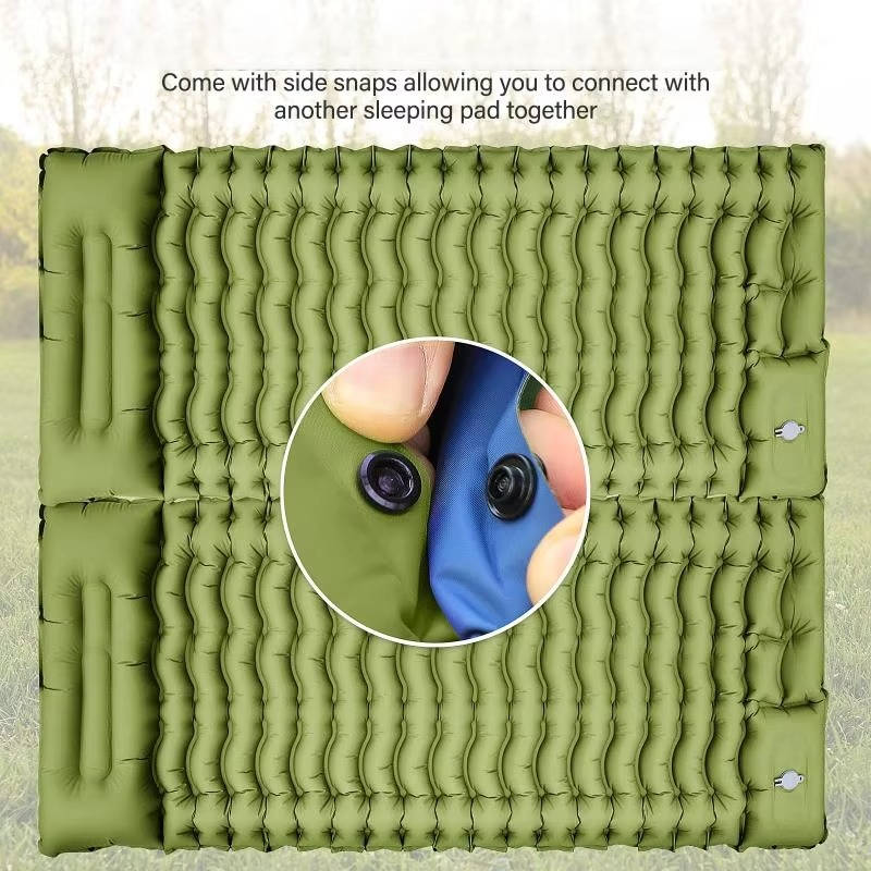 Ultralight Inflatable Sleeping Pad with Built-In Pillow for Camping