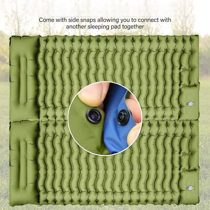 Ultralight Inflatable Sleeping Pad with Built-In Pillow for Camping