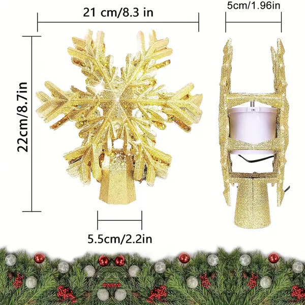 LED Snowflake Projector Christmas Tree Topper Decorative