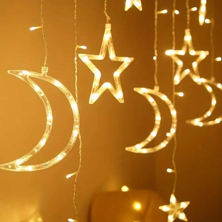 LED Curtain String Lights Star and Moon Design Decorative