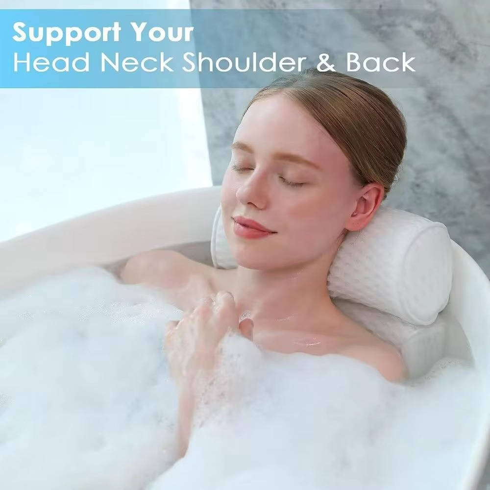 Bath Pillow with Suction Cups Neck and Back Support
