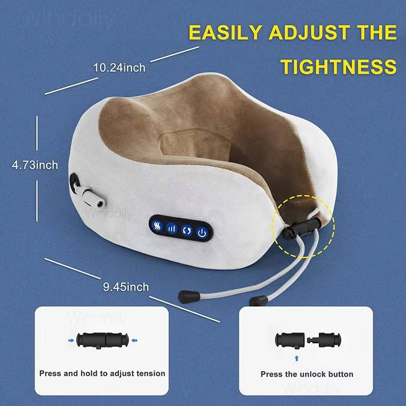 Ergonomic Travel Neck Pillow with Massager for Comfort and Relaxation