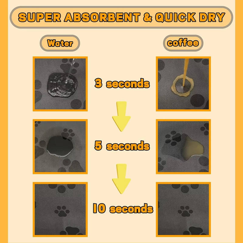 Absorbent Pet Food Mat Quick-Dry Non-Stain Footprint Design