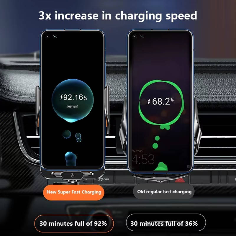 Wireless Car Charger Phone Mount with Auto Clamping Fast Charging