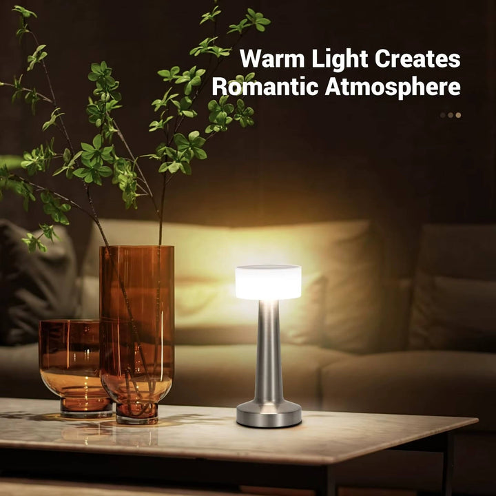 Cordless Table Lamp with Rechargeable Battery Metal Accent Ambient