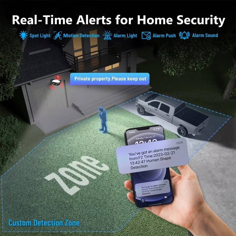 Outdoor WiFi Security Camera 4K 8MP Panoramic Night Vision
