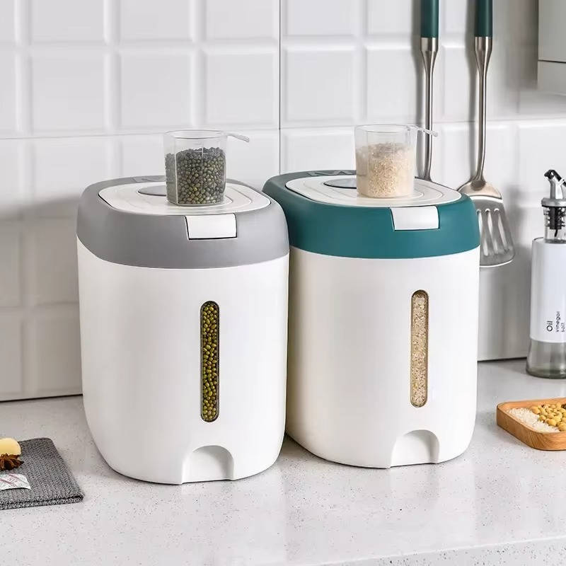 Kitchen Rice Dispenser Plastic Container with Scoop