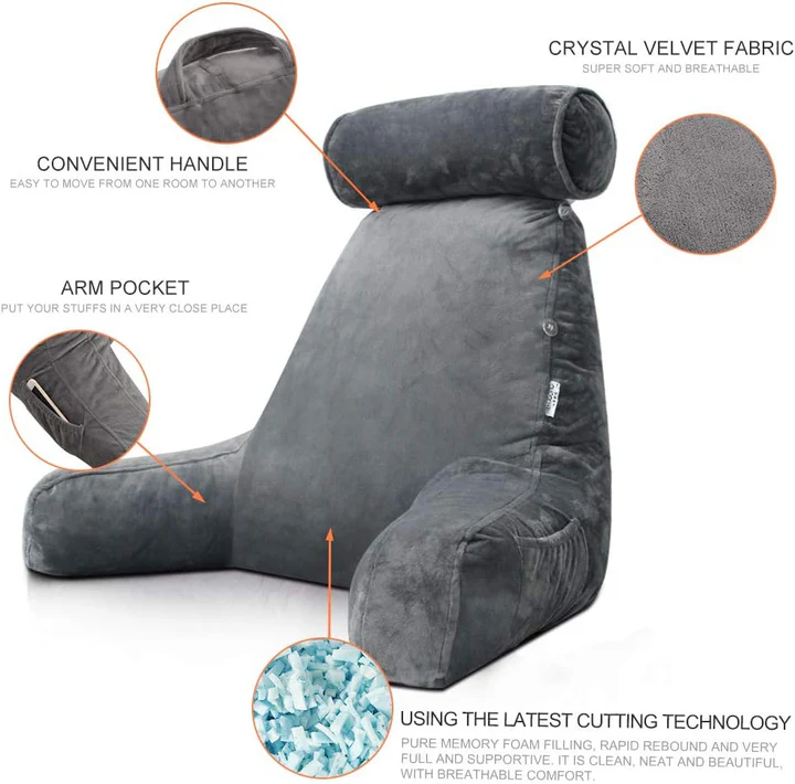 Reading Bed Pillow with Arms Support