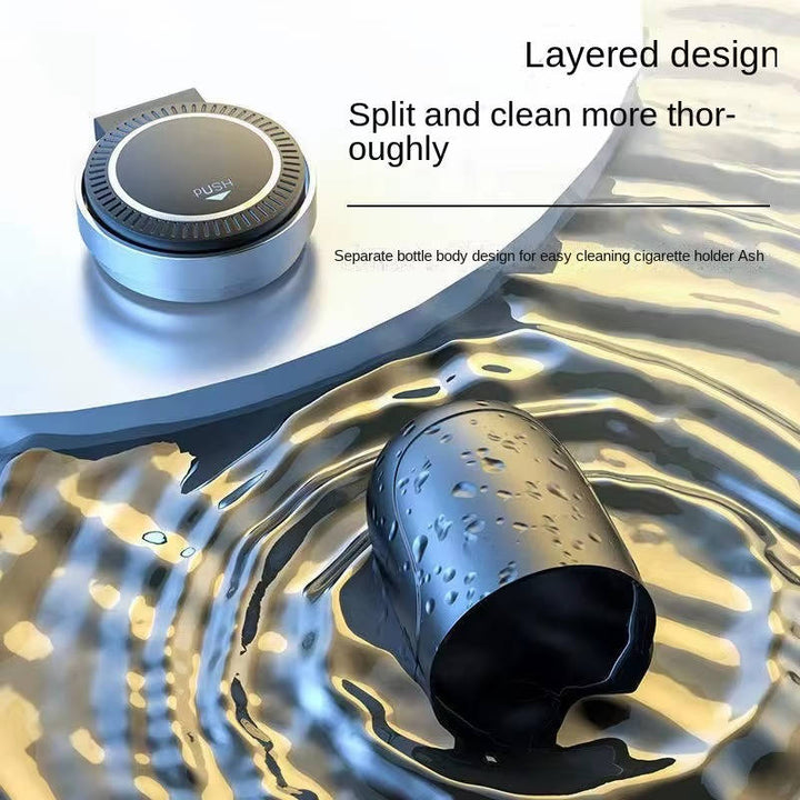 Portable Car Ashtray with Lid LED Cup Holder Smokeless Design