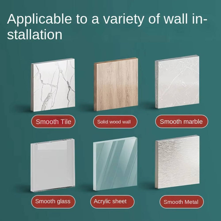 Universal Shower Head Holder Adhesive Mount No-Drill Installation