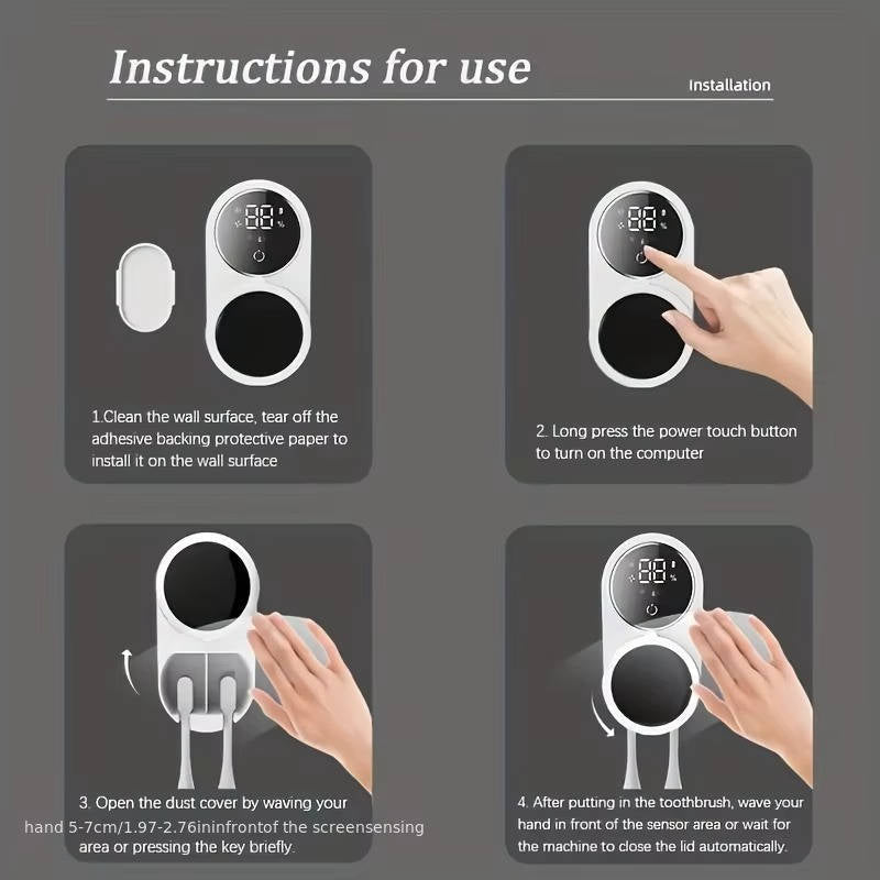 Wall Mount Toothbrush Holder Automatic Air Dry Sensor