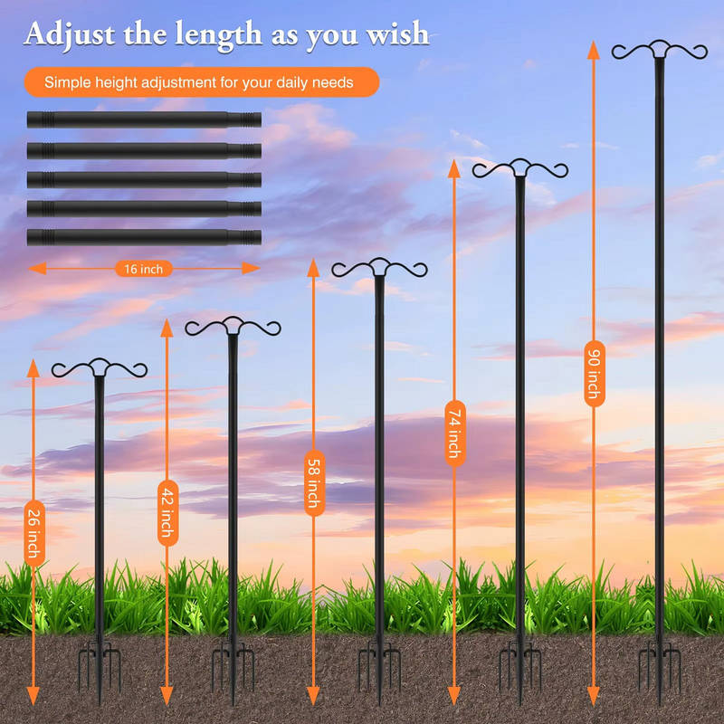 Heavy Duty Shepherd Hooks with Prong Base for Garden Hanging Baskets