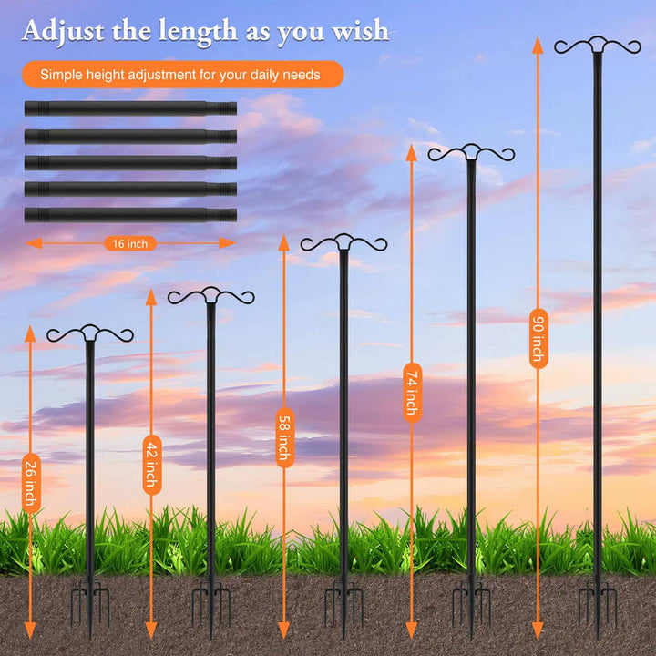 Heavy Duty Shepherd Hooks with Prong Base for Garden Hanging Baskets