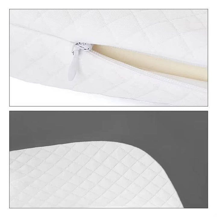 Ergonomic Memory Foam Neck Pillow with Cooling Ice Silk Case