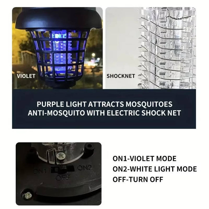 Outdoor Solar Bug Zapper Mosquito Trap Lamp for Patio and Backyard