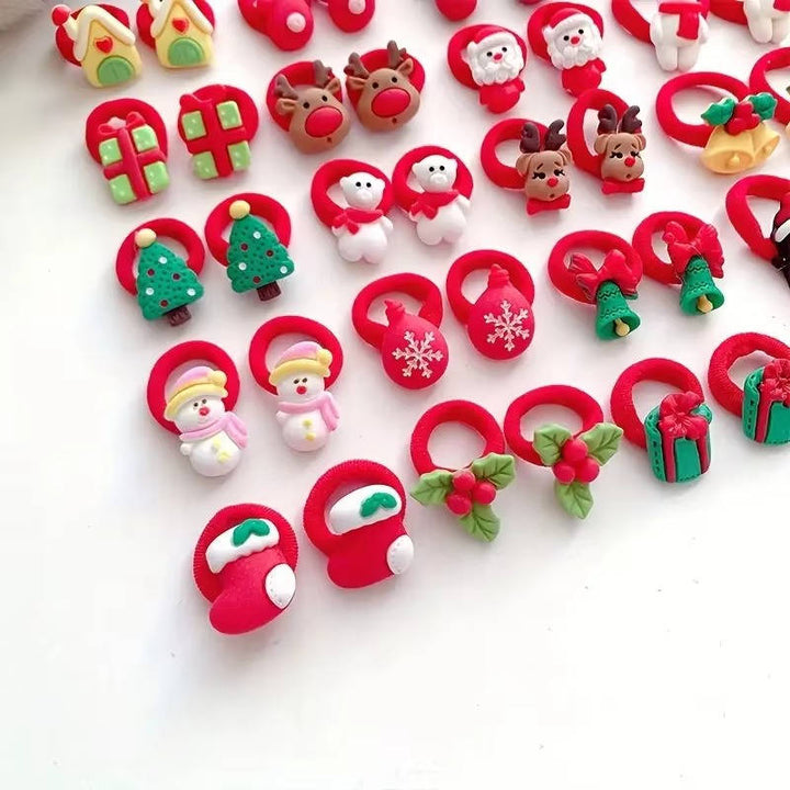 Girls Hair Ties Elastic Ponytail Holders Festive Design