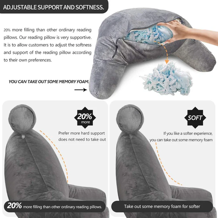 Reading Bed Pillow with Arms Support