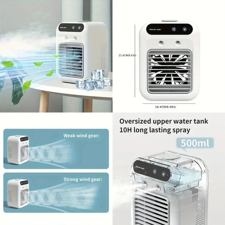 Portable Rechargeable Air Conditioner with Mist Spray