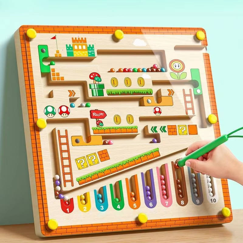 Kids Wooden Magnetic Maze Puzzle Board Montessori Color Sorting Toy - Lenila