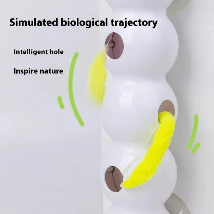 Interactive Cat Toy Worm Pole with Feather Attachment
