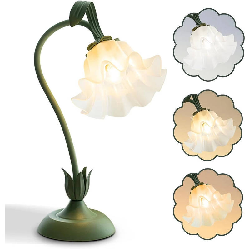 LED Flower Table Lamp Vintage Bedside Night with Color Modes - Lenila