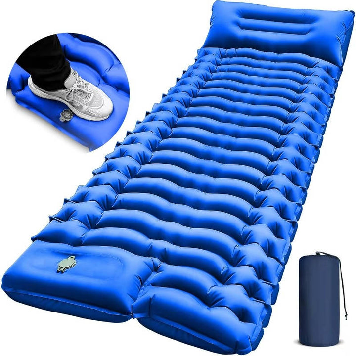Ultralight Inflatable Sleeping Pad with Built-In Pillow for Camping