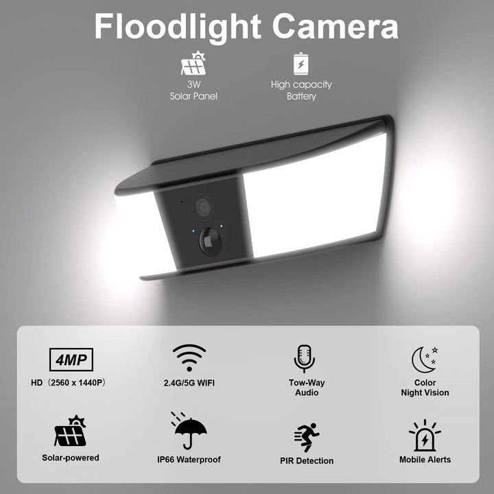 Wireless Floodlight Camera with Two-Way Audio and Human Detection
