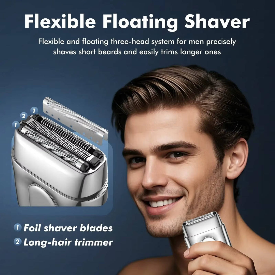 Mens Travel Foil Shaver Floating Blades Waterproof IPX7
