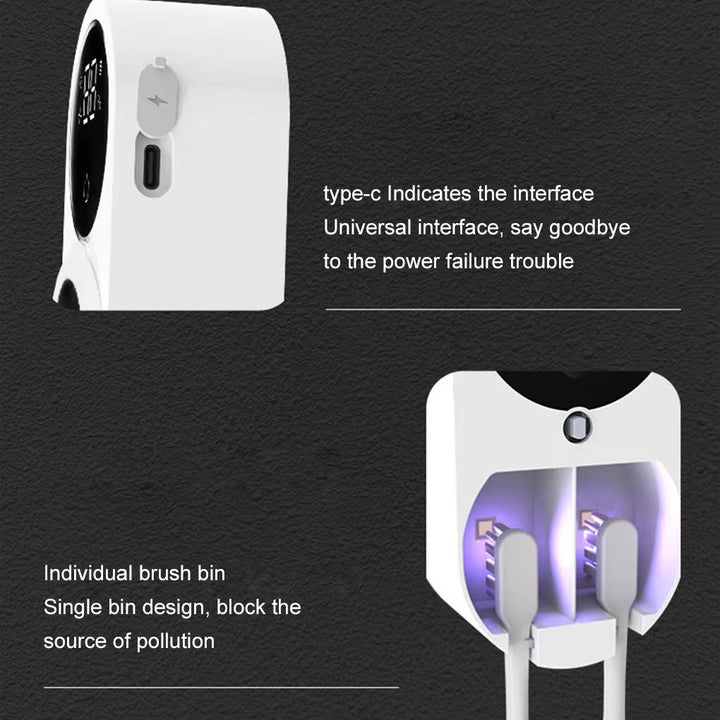UV Toothbrush Sterilizer Holder Wall Mount Automatic Touchless