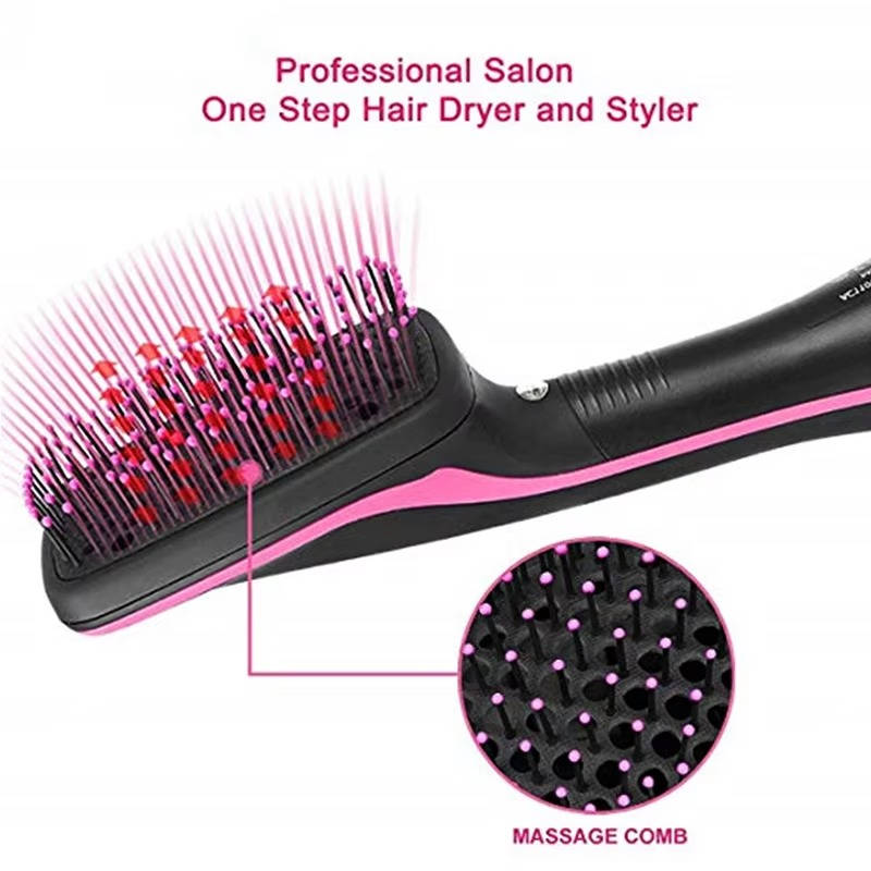 Hair Dryer Brush with Temperature Control and Ionic Technology