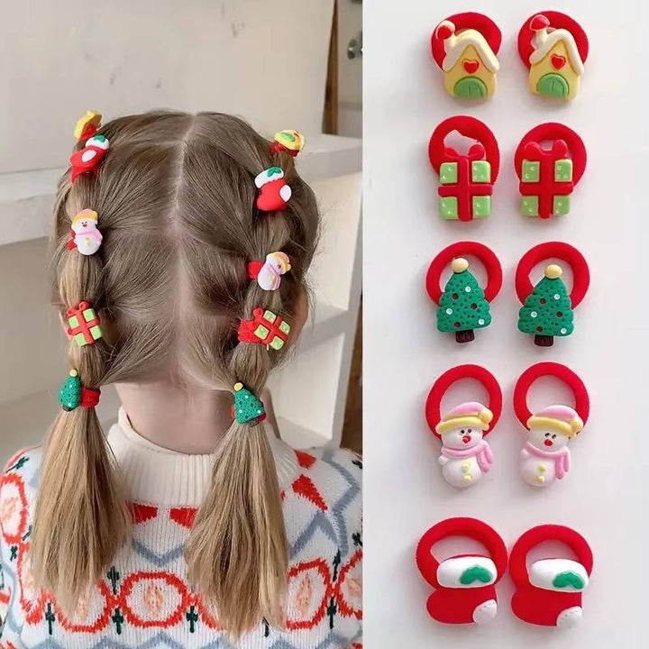 Girls Hair Ties Elastic Ponytail Holders Festive Design - Lenila