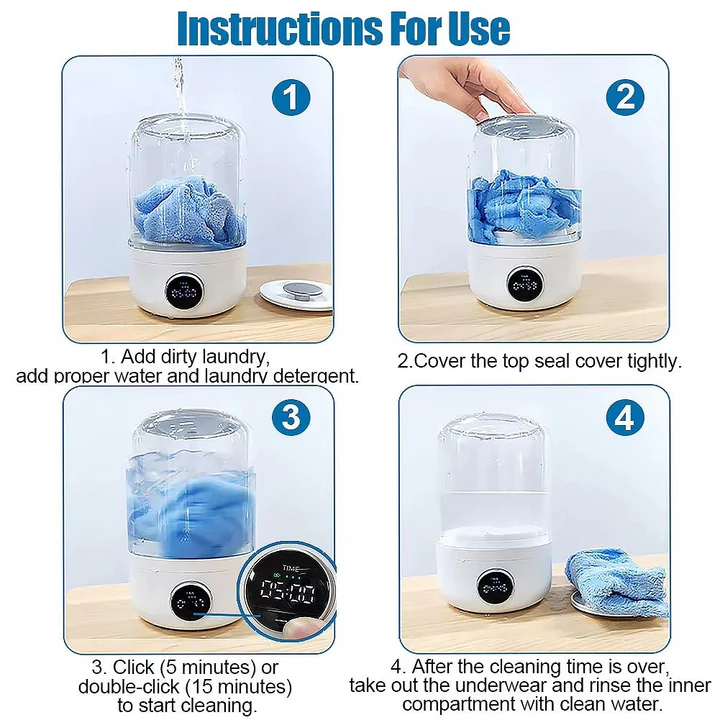 Portable Mini Rechargeable Washing Machine Compact Design