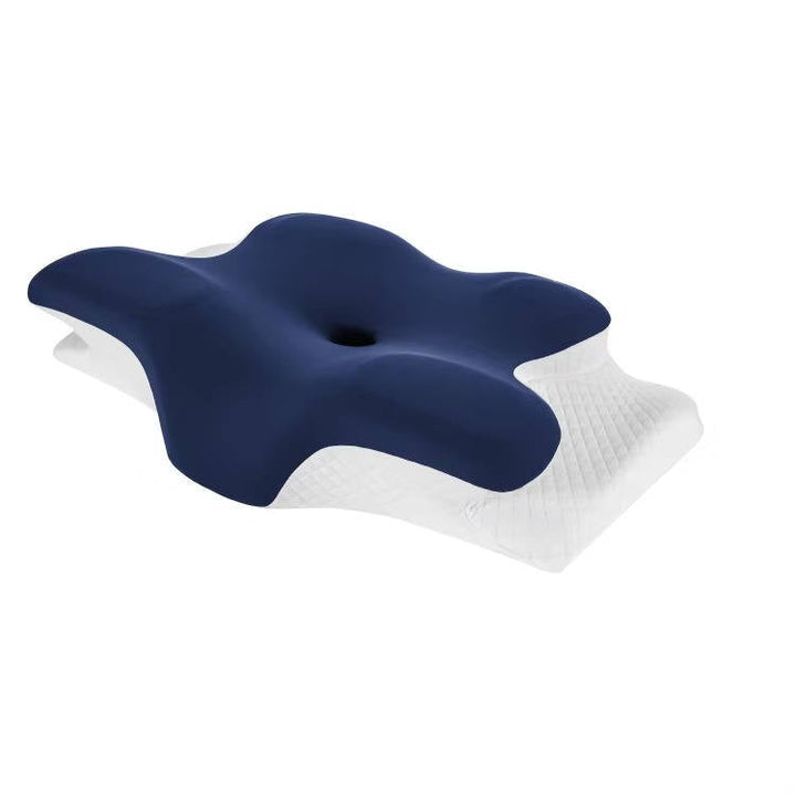 Ergonomic Memory Foam Neck Pillow with Cooling Ice Silk Case