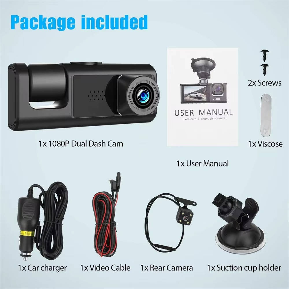 Car Dashcam Front and Rear with Display Screen High Resolution