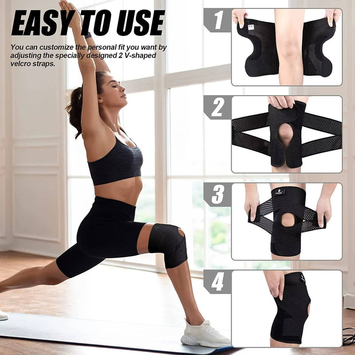 Breathable Knee Brace with Side Stabilizers Adjustable Support for