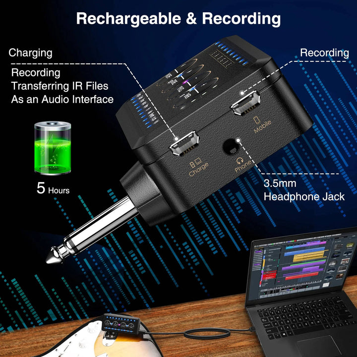 Portable Guitar Headphone Amplifier Mini Plug-In for Acoustic Bass