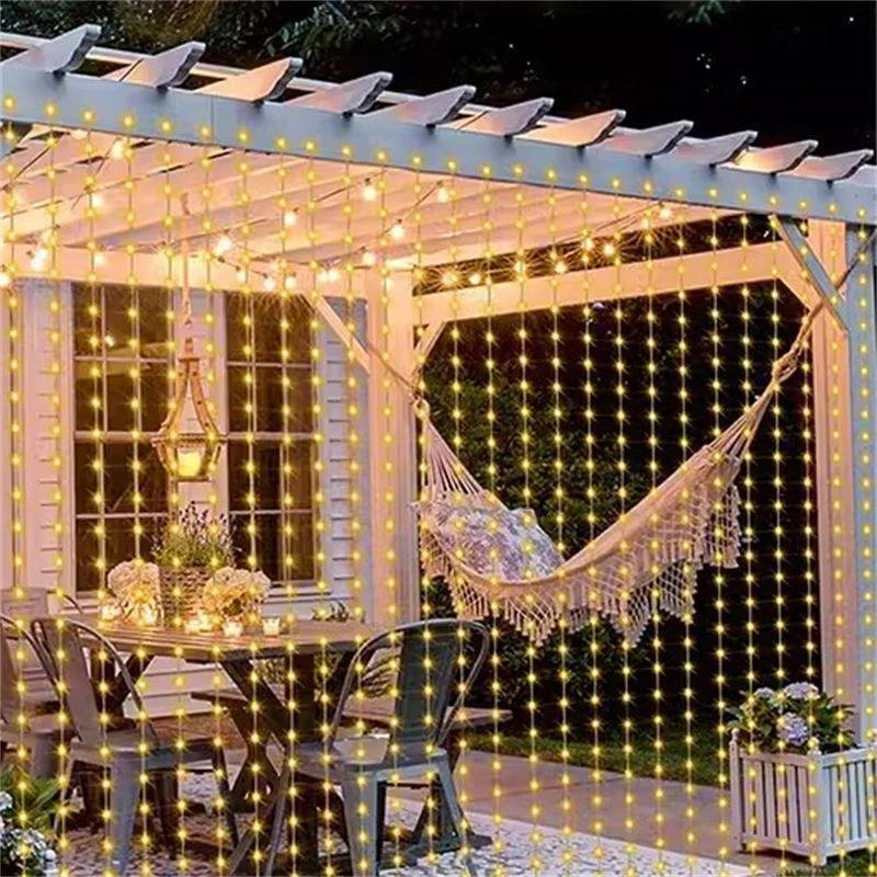 Outdoor Solar LED Curtain Lights Waterproof Fairy String