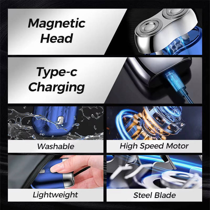 Mens Electric Shaver Mini Magnetic Compact Design